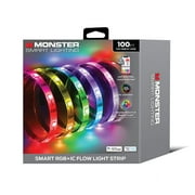 Monster Smart 100ft Indoor Multi-Color Flow LED Light Strip, Sound Reactive, Razer, Corded Electric